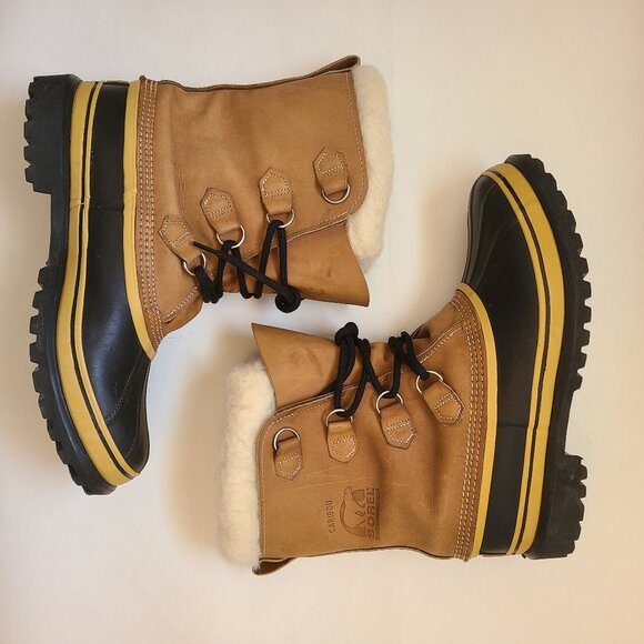 Men's 10 Sorel Caribou Waterproof Nubuck Winter Snow Boots Sorrel - Picture 5 of 11